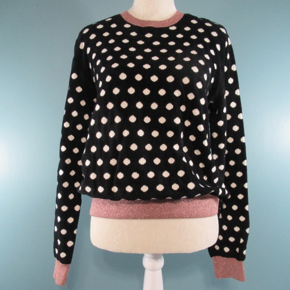 Juicy Couture Sweaters - Juicy Couture Black Label Velour Polka Dot Sweater
